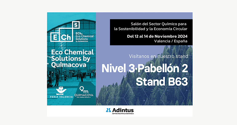 Adintus, presente en Eco Chemical Solutions by Quimacova para presentar sus soluciones sostenibles en el tratamiento de aguas residuales