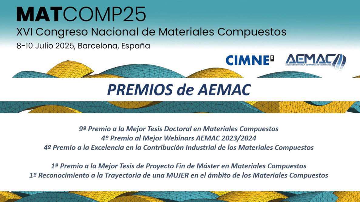 AEMAC convoca el IX Premio a la Mejor Tesis Doctoral en la XVII Edición del Congreso Bienal de Materiales Compuestos